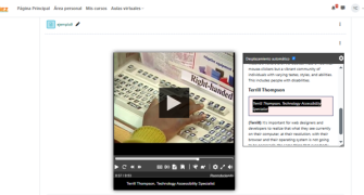 Captura de pantalla de un curso en el que se usa el AblePlayer