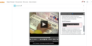 Captura de pantalla de un curso en el que se usa el AblePlayer