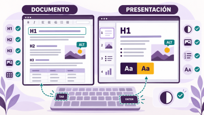 Representación mediante IA de las guías de creación accesible de documentos y presentaciones.