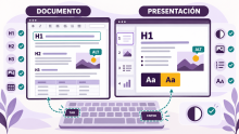 Representación mediante IA de las guías de creación accesible de documentos y presentaciones.